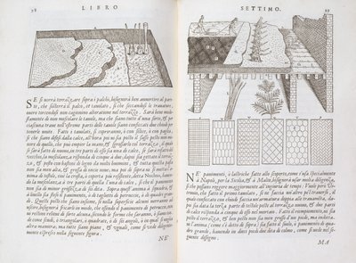 「Della Architettura」からの床の敷設の段階と方法、1590年公開（205052も参照） 作： Giovanni Antonio Rusconi